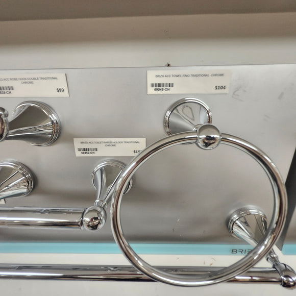 Brizo Traditional Chrome 4pc Bathroom Accessories Bundle Floormodel Sold As Is