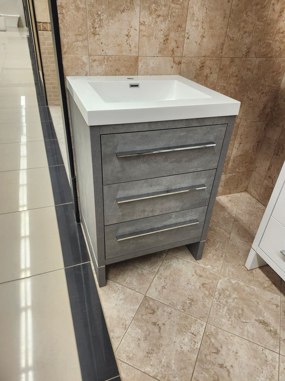 24" Aura Cement Plato Vanity with Countertop Combo (as is) i5