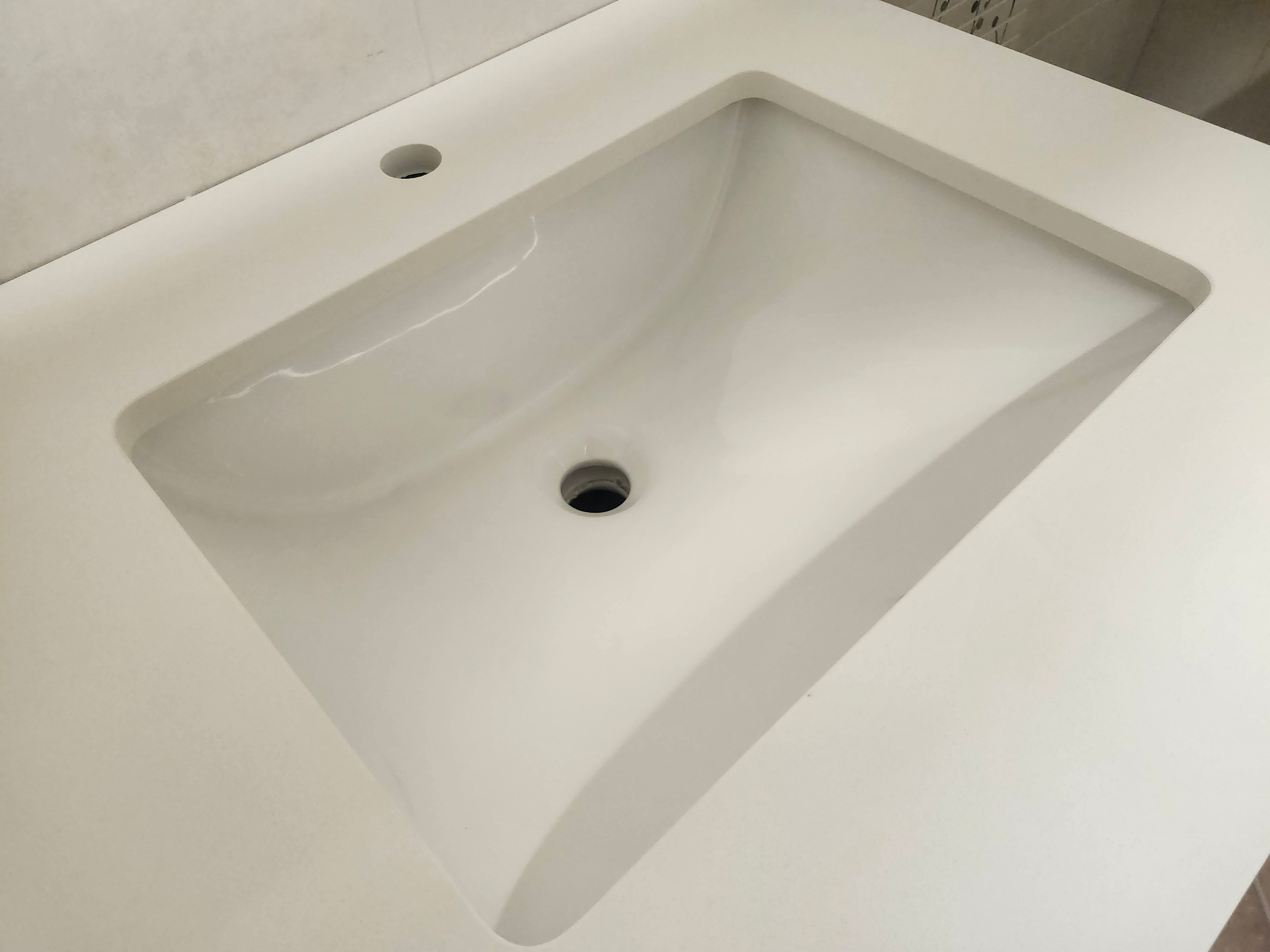 61" Madison Navy Vanity and Double Countertop Combo (as is)