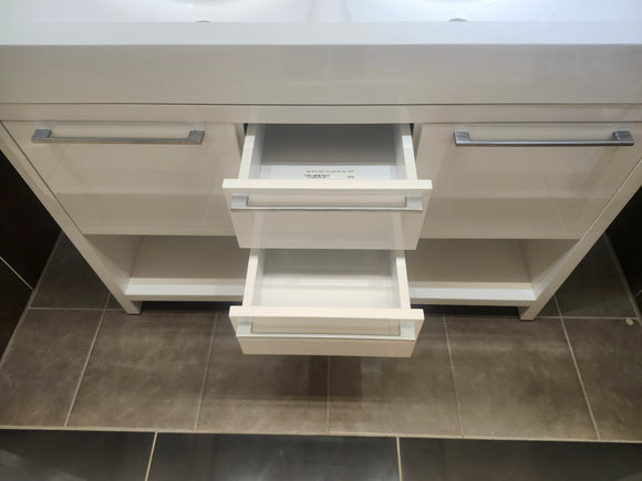 47" Vero Glossy White Vanity with Double Countertop Combo (as is) g10