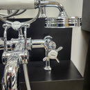 Hansgrohe Axor Series Tub Filler Faucet Montreux Cross Handles Chrome Floormodel Clearance as is Includes Hand Held Shower Head-3