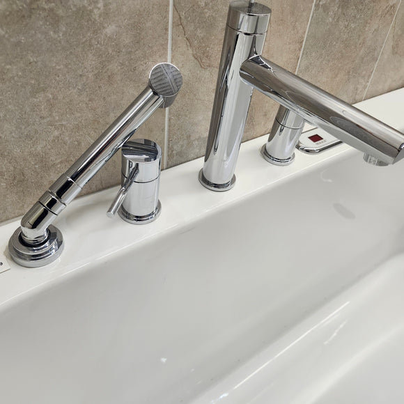 Maax 72 x 36 Arofeel Aigo 102788055 Built in Tub Aquabrass Roman Deck Faucet Volare F1018 Combo Floormodel Clearance M8