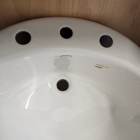 Kohler 19 x 16 Drop in 8cc 3 Hole White Ellington Bathroom Sink  K2906 Floormodel Clearance As is m10