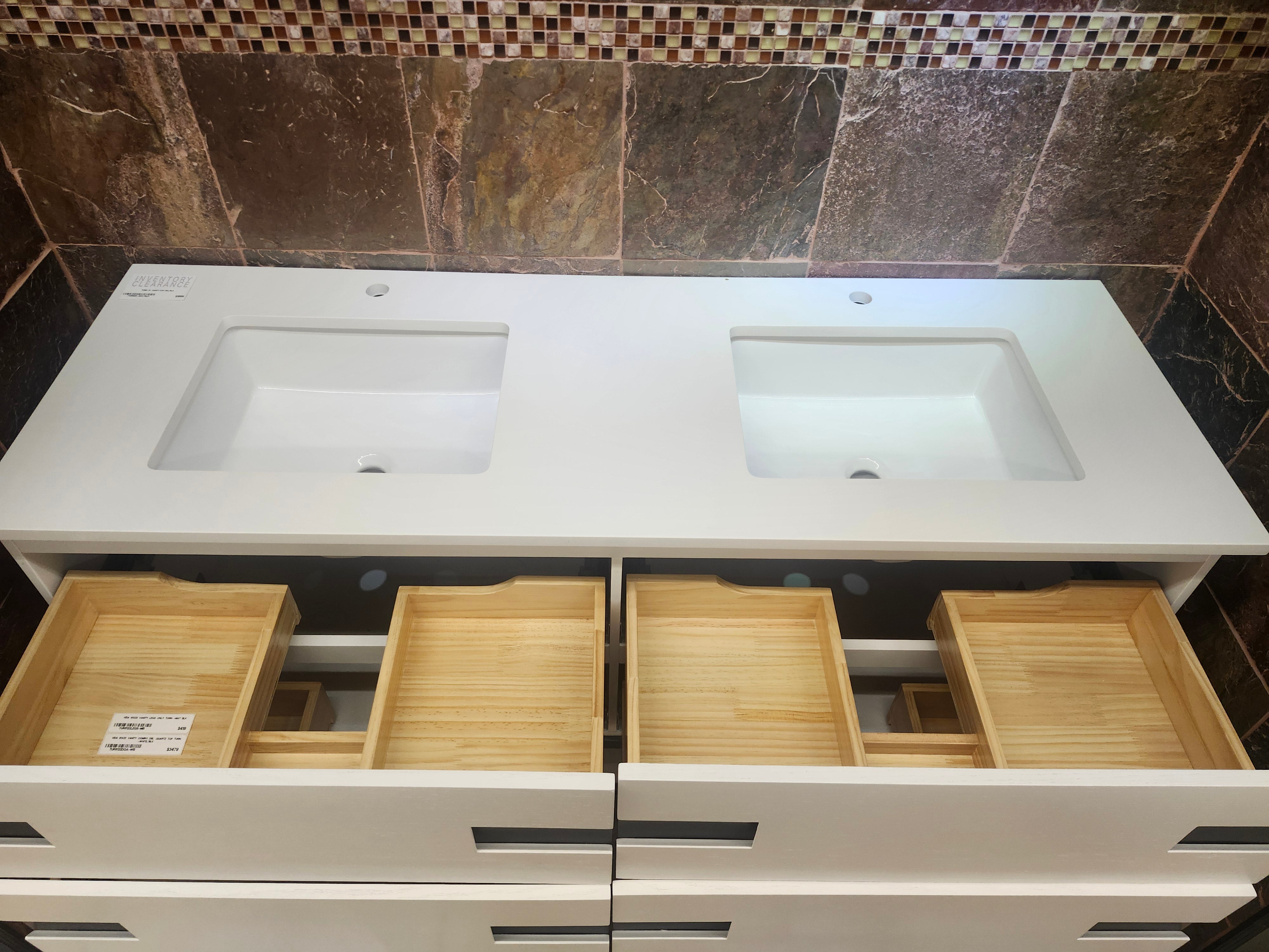 Vida Turin 61 White/Black Vanity with double Countertop Combo (as is)