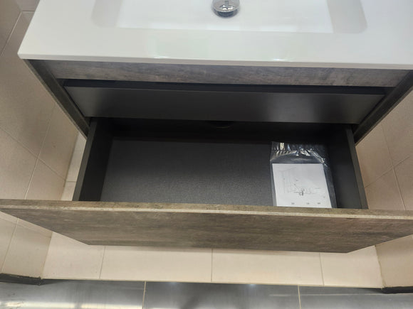 29" Espa Stone Grey Wall Vanity with Countertop Combo (as is)