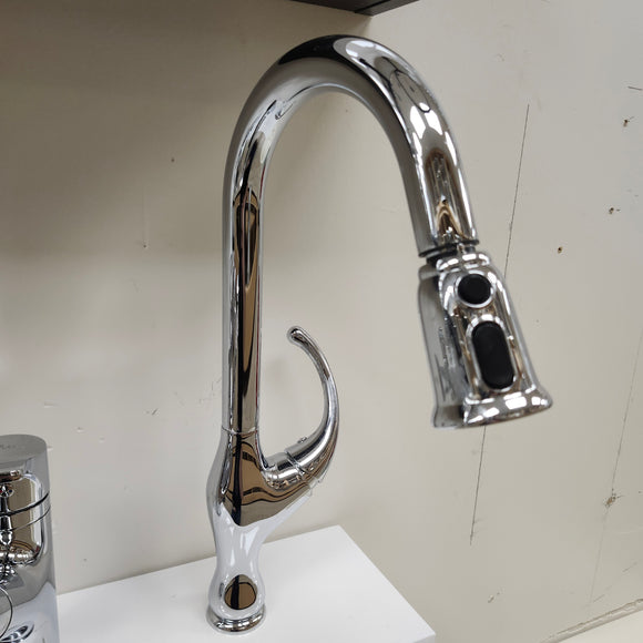 Vida Kitchen Gneck Faucet with Extending Faucet Head Chrome Floormodel Clearance As Is