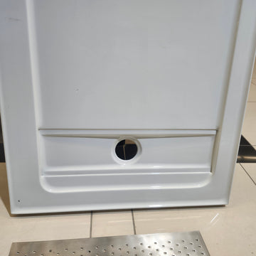 60 x 32 White Acrylic Shower Base With Drain Cover Brushed Nickel Floormodel As is i15 - 0