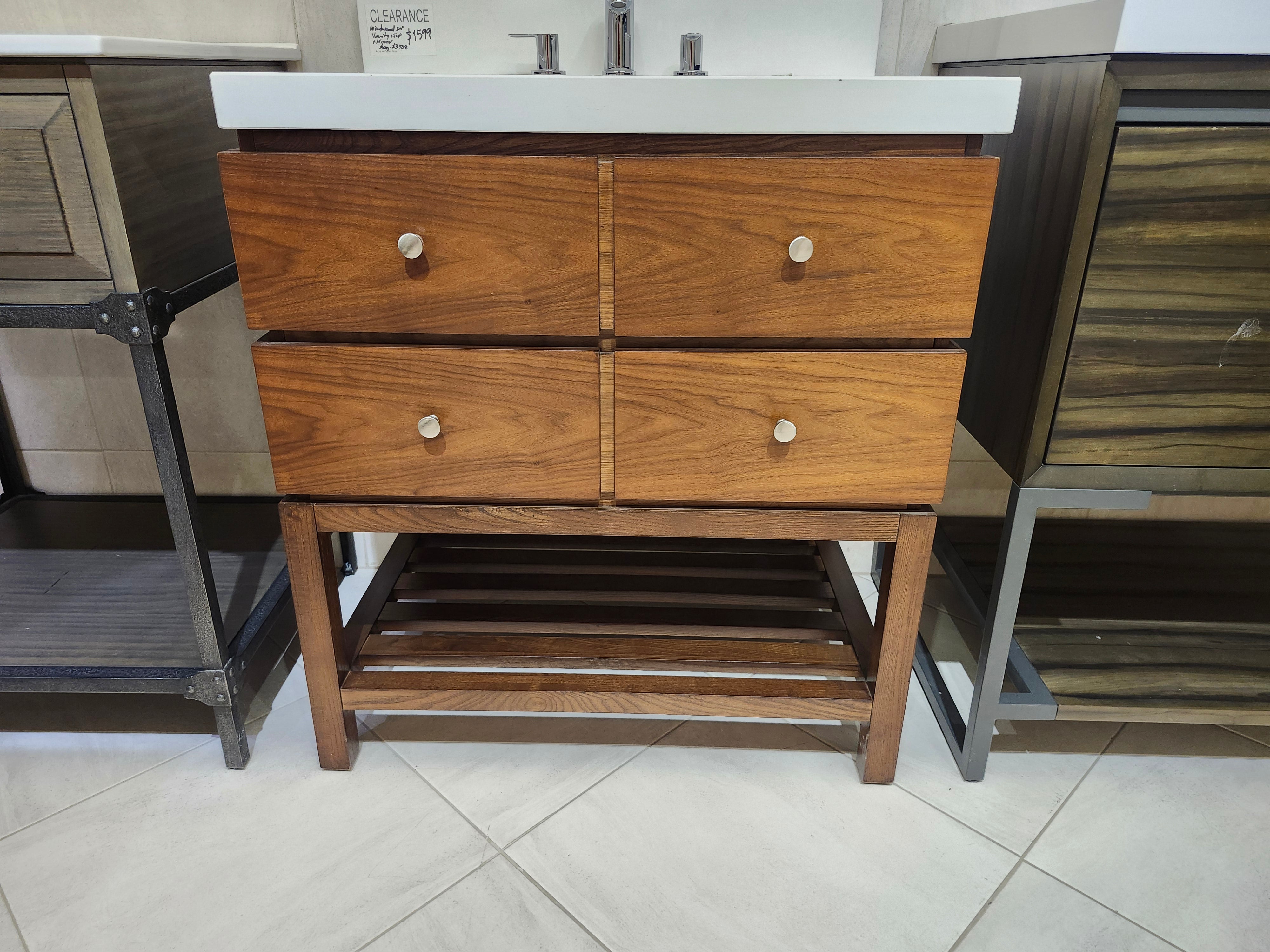 30" Fairmount Windwood Vanity & Countertop Combo with Mirror (as is) - 0