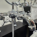 Hansgrohe Axor Series Tub Filler Faucet Montreux Cross Handles Chrome Floormodel Clearance as is Includes Hand Held Shower Head-7