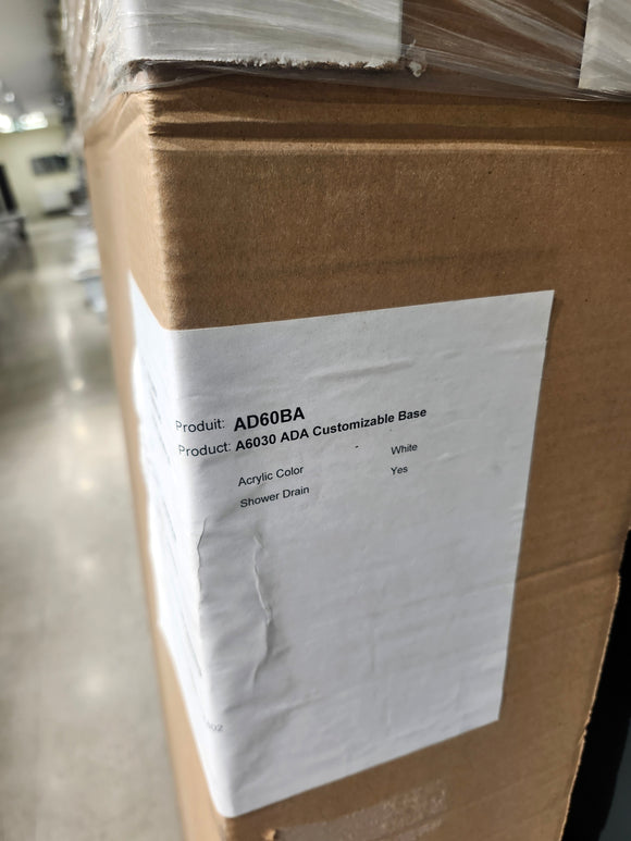 60 x 30 Acrylic Shower Base Still in box Floormodel Clearance as is a6030 ada customized base white and shower drain etobicoke