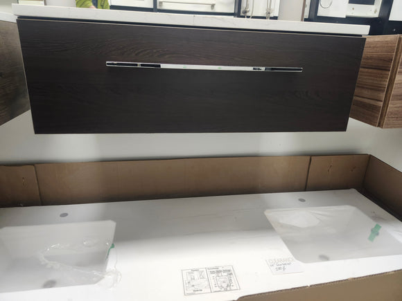 Vida Espresso 31" Makeup Desk and Vanity Mirror with Countertop Combo Floormodel Clearance wallhung