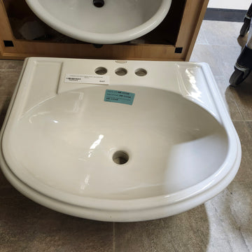 Kohler 19 x 17 Bathroom Sink Devonshire 8CC 3 Hole Predrilled Vanity Sink K2279-4  Biscuit Floormodel Clearance As Is m10