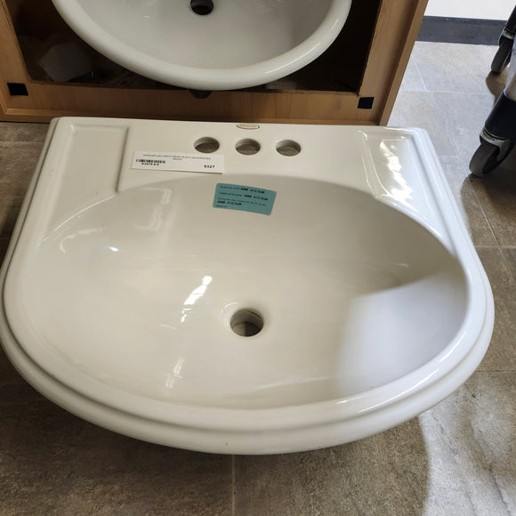 Kohler 19 x 17 Bathroom Sink Devonshire 8CC 3 Hole Predrilled Vanity Sink K2279-4  Biscuit Floormodel Clearance As Is m10