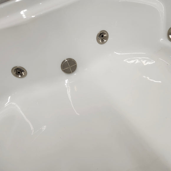 Sherlic Whirlpool System 60 x 60 Vaentino Built in Bathtub Brushed nickel Hardware Floormodel as is Clearance m8