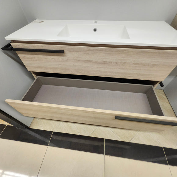 Ico Accent 48 x 21 Bathroom Vanity, Legs, Mirror, Linen and Countertop Sink Combo Sold As is Floormodel Clearance (H12)