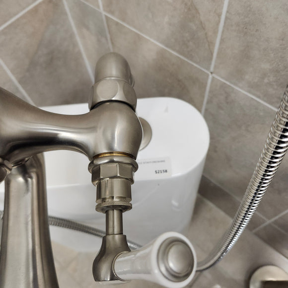 Bathtub Tub Filler Brushed Nickle with hand held shower head Floor model as is no valve included M8