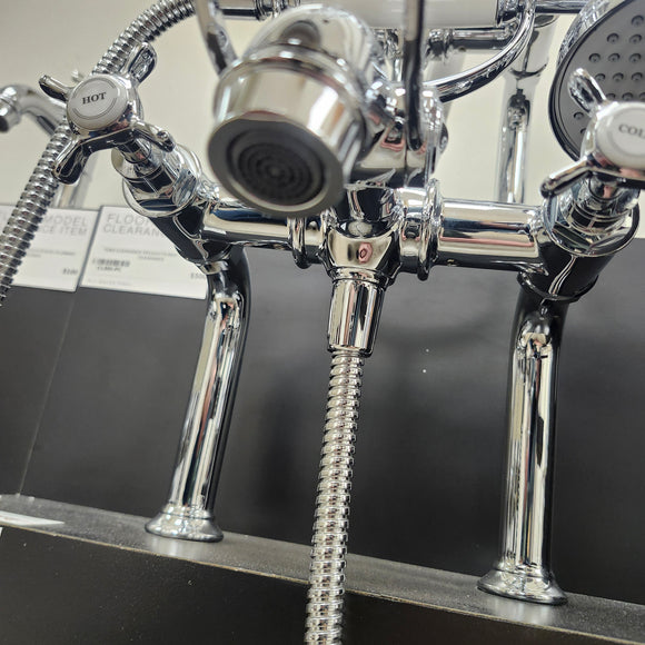 Hansgrohe Axor Series Tub Filler Faucet Montreux Cross Handles Chrome Floormodel Clearance as is Includes Hand Held Shower Head