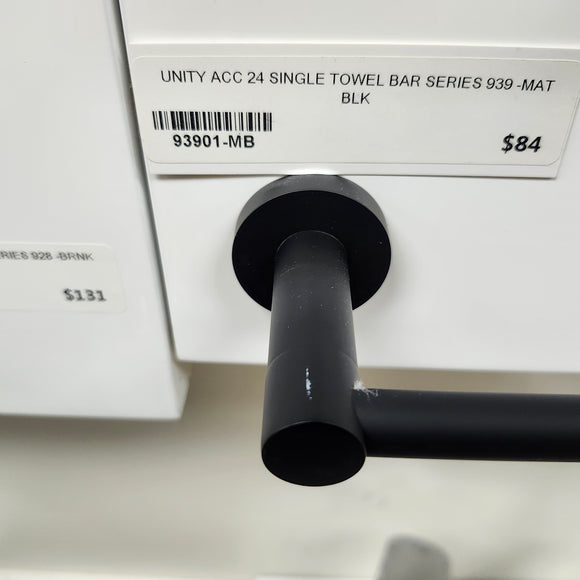 Unity 939 Series 24 Inch Towel Bar Bathroom Accessory Black Finish Floormodel Clearance As Is