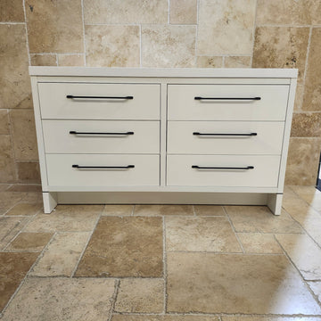 60" Aura Glossy White Plato Vanity with Double Countertop and Black Handles Combo Floormodel(as is) m9 - 0