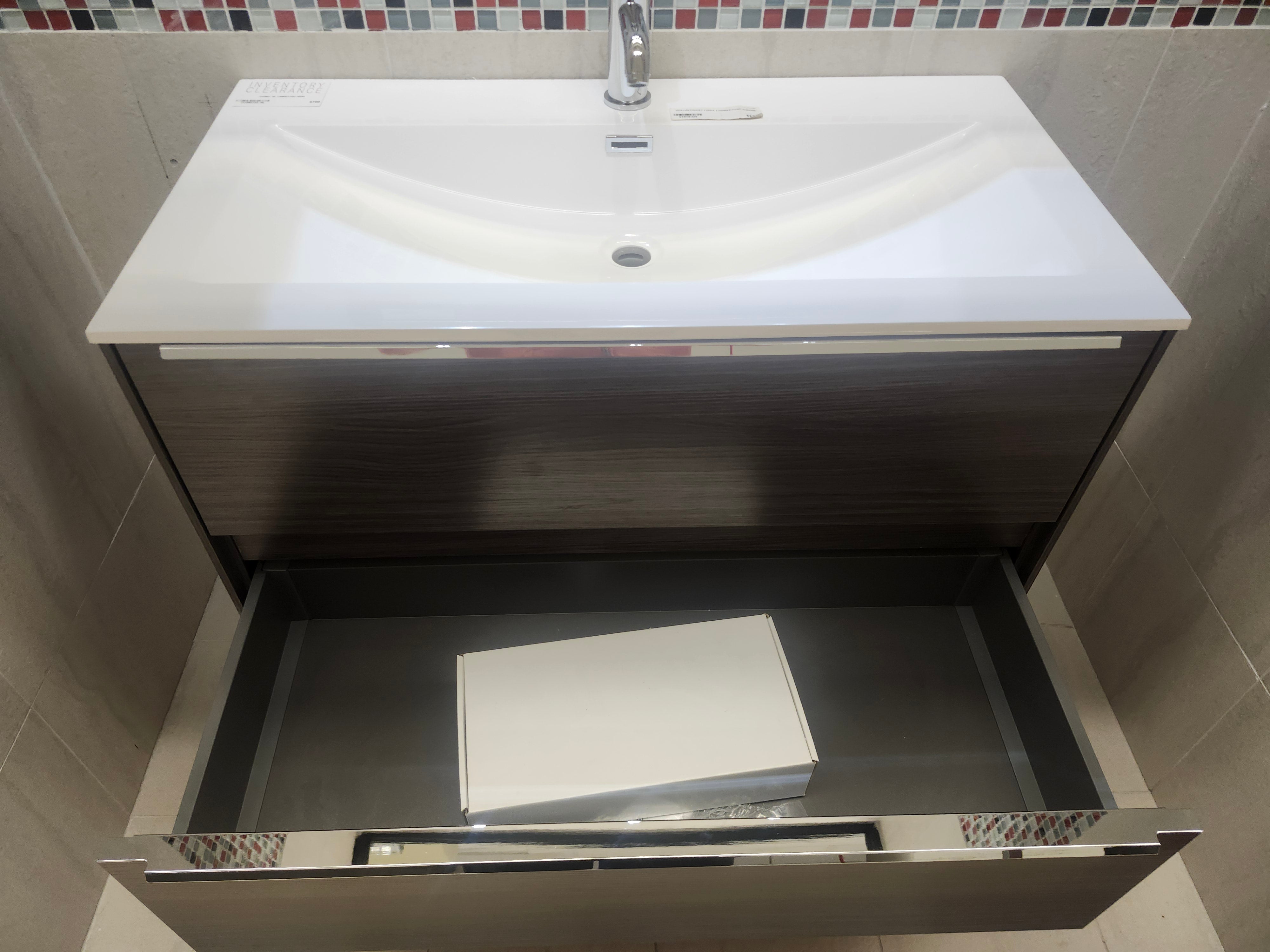 35" Cosmo Sepia Wall Vanity with Countertop Combo (as is)