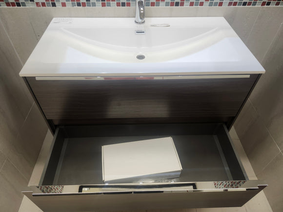35" Cosmo Sepia Wall Vanity with Countertop Combo (as is) g9