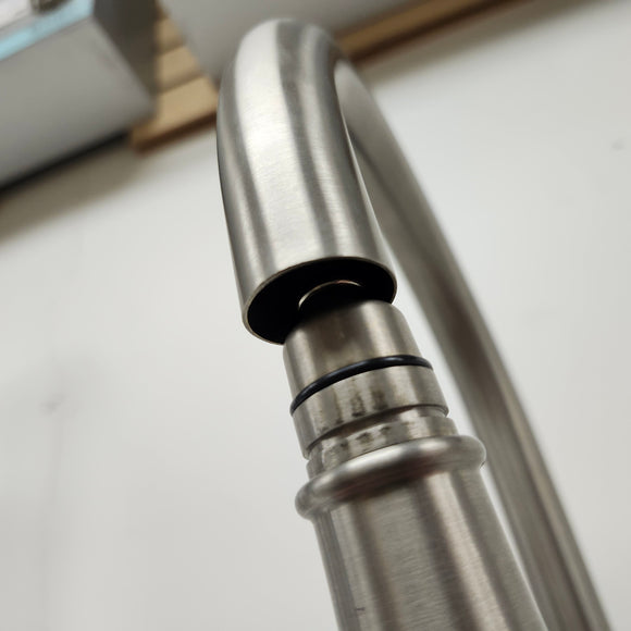 Brushed Nickel Kitchen GNeck Faucet with extending faucet head Floormodel Clearance as is
