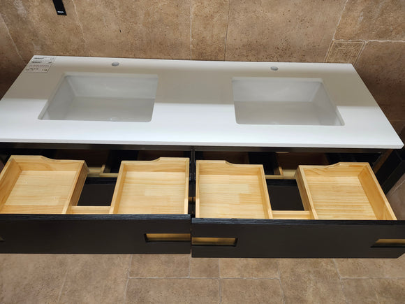 Vida Turin 61 Black/Gold Vanity with double Countertop Combo (as is)