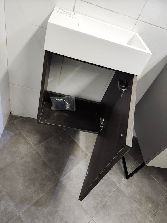 Rubi Vanity 18 x 10 Base with drawer and sink tona as is floormodel clearance l14