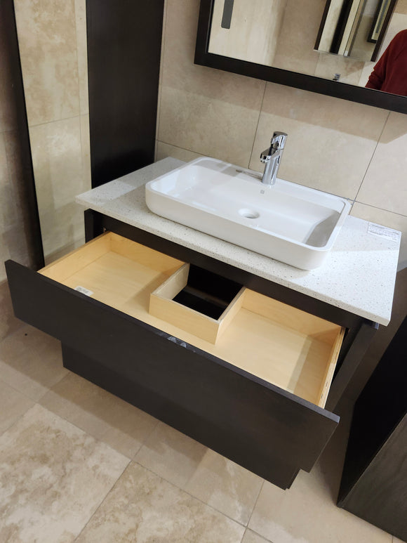 49" Vanico E129 Desk Vanity & Countertop Combo with Mirror and Linen (as is) l11