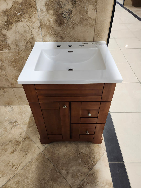 24" Lukx Caramel Vanity & Countertop Combo (as is)