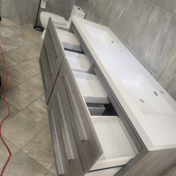 Aura Plato 72 x 21 Vanity and Countertop Sink Combo Floormodel Clearance As is m4