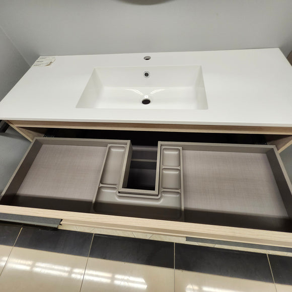 Ico Accent 48 x 21 Bathroom Vanity, Legs, Mirror, Linen and Countertop Sink Combo Sold As is Floormodel Clearance (H12)