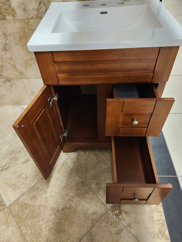 24" Lukx Caramel Vanity & Countertop Combo (as is)