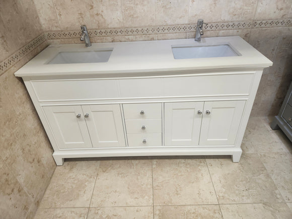 61" Riverfield White Vanity and Double Countertop Combo (as is) i13