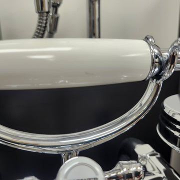 Hansgrohe Axor Series Tub Filler Faucet Montreux Cross Handles Chrome Floormodel Clearance as is Includes Hand Held Shower Head - 0