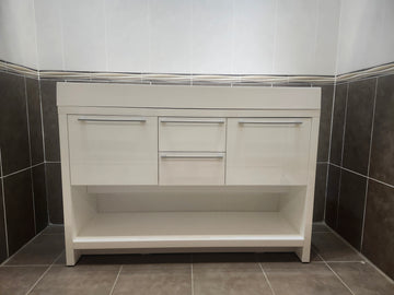 47" Vero Glossy White Vanity with Double Countertop Combo (as is) - 0