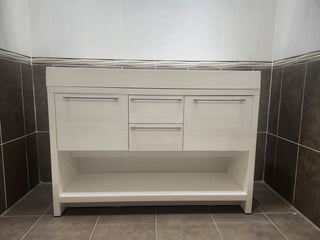 47" Vero Glossy White Vanity with Double Countertop Combo (as is)