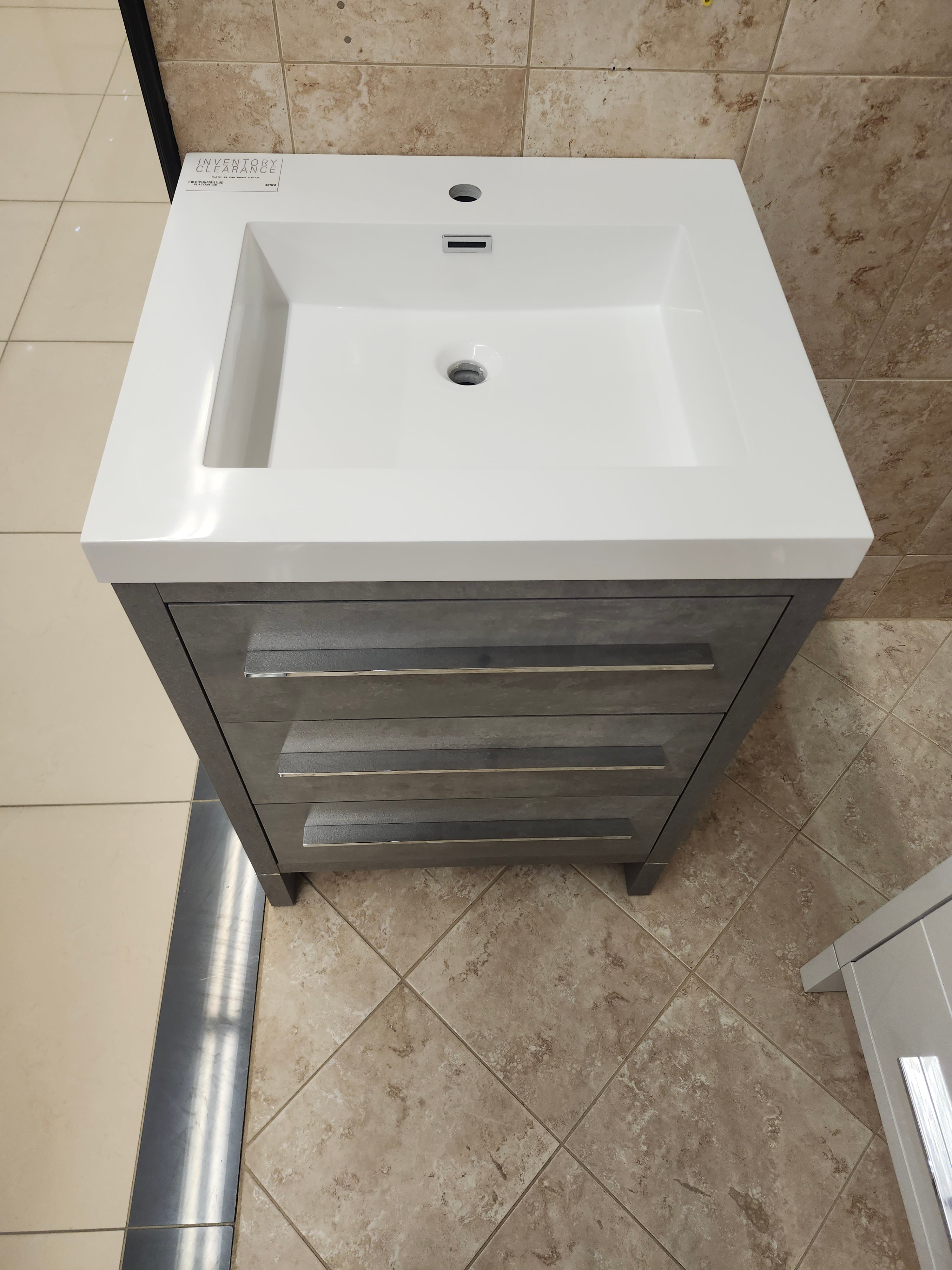 24" Aura Cement Plato Vanity with Countertop Combo (as is)
