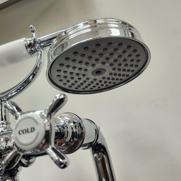 Hansgrohe Axor Series Tub Filler Faucet Montreux Cross Handles Chrome Floormodel Clearance as is Includes Hand Held Shower Head