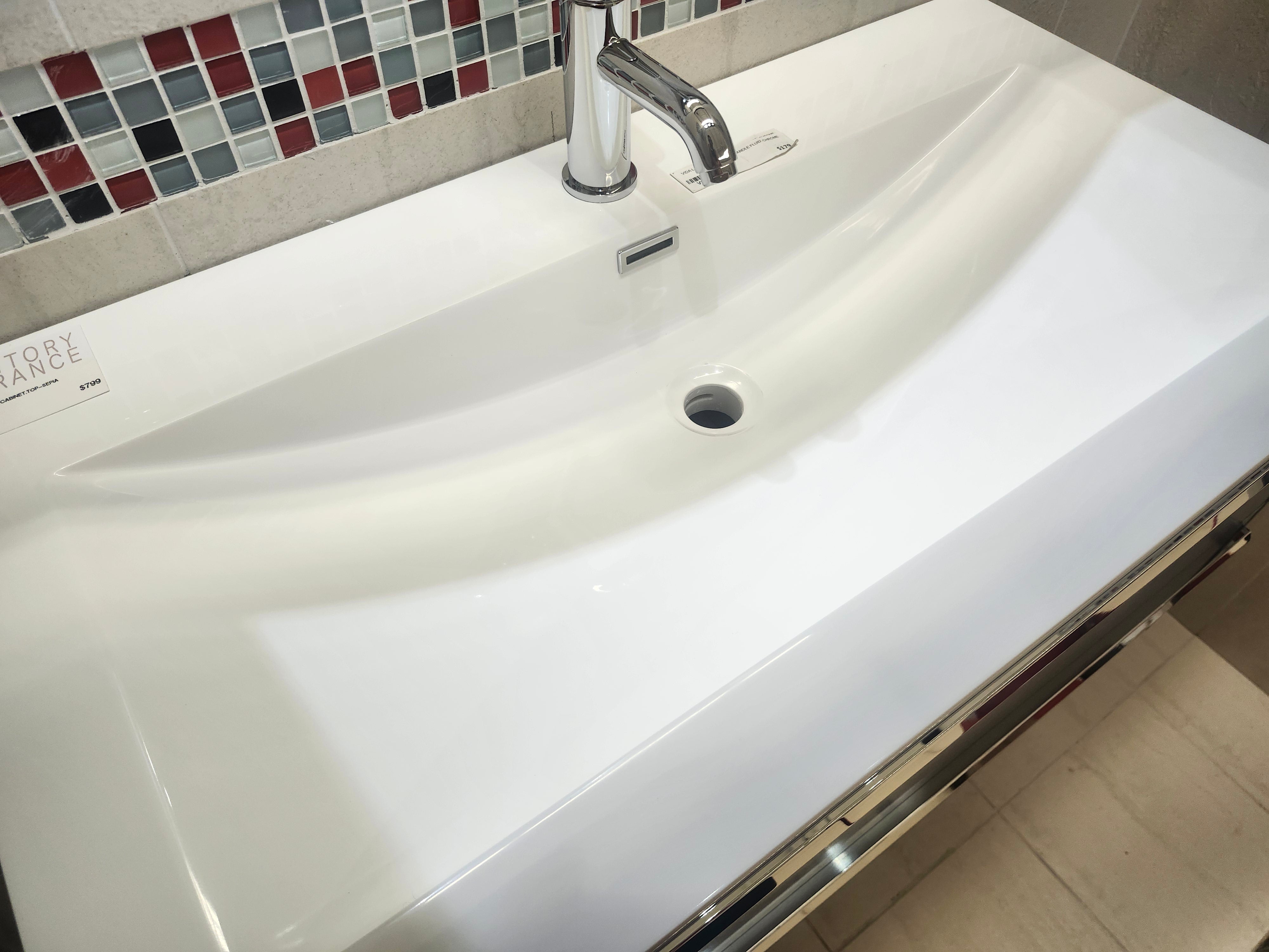 35" Cosmo Sepia Wall Vanity with Countertop Combo (as is)