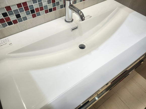 35" Cosmo Sepia Wall Vanity with Countertop Combo (as is) g9