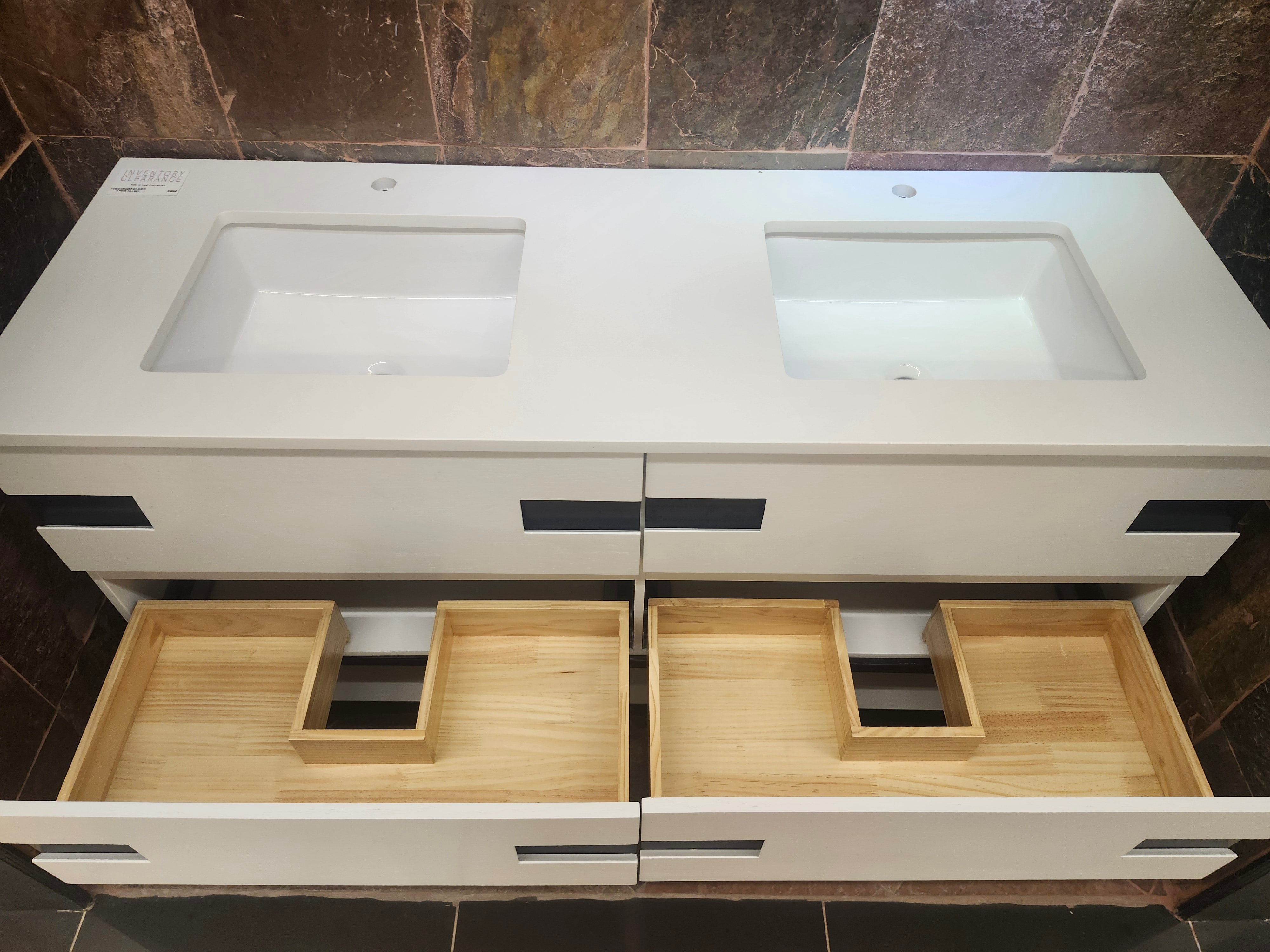 Vida Turin 61 White/Black Vanity with double Countertop Combo (as is)