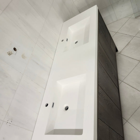 Vida Deco York 71 x 21 Vanity and Aura Countertop Sink Combo No handles Floormount Clearance as is L1