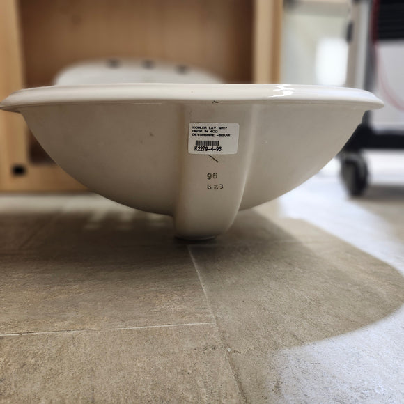 Kohler 19 x 17 Bathroom Sink Devonshire 8CC 3 Hole Predrilled Vanity Sink K2279-4  Biscuit Floormodel Clearance As Is m10