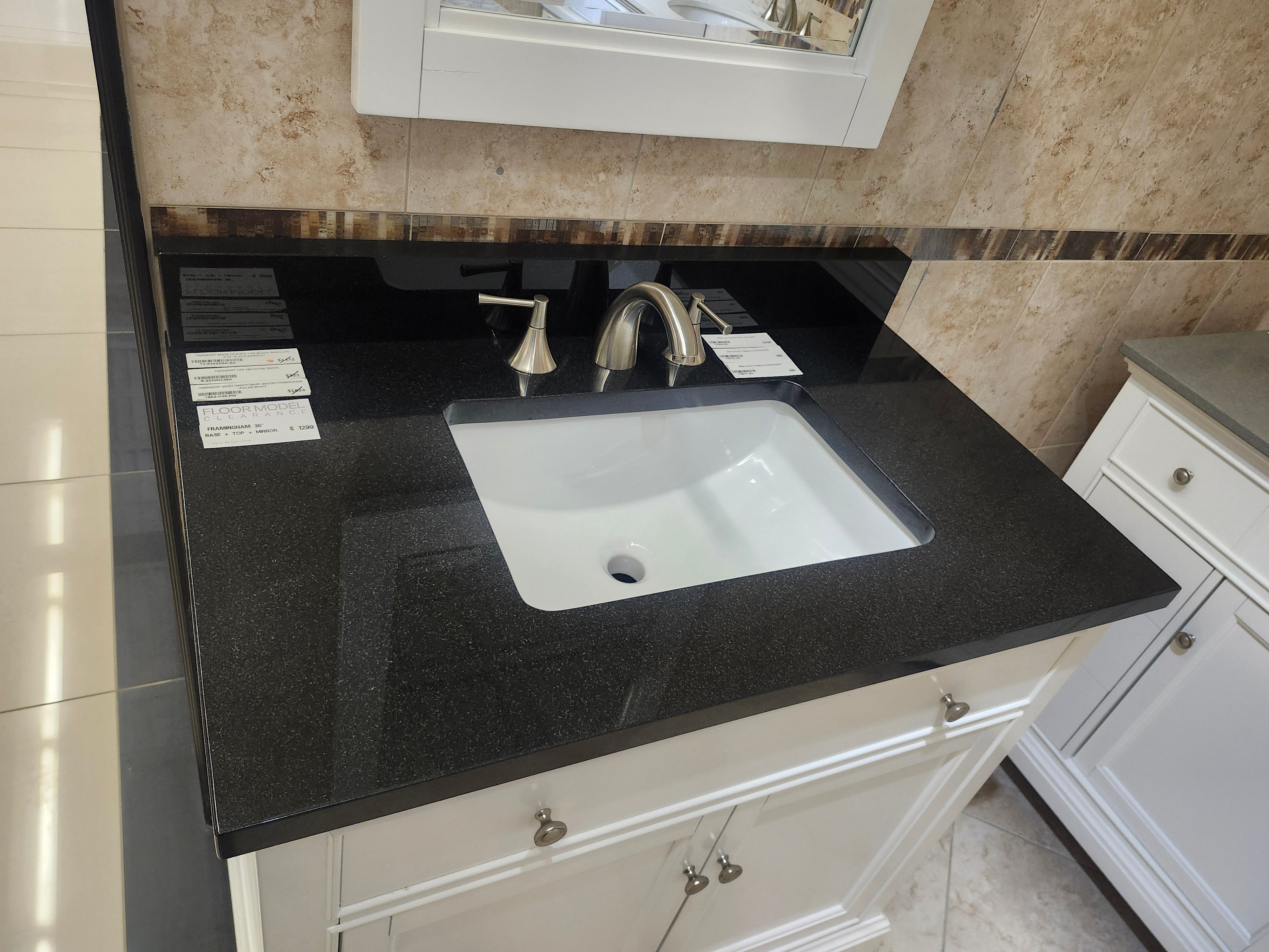 36" Fairmont Framinghm Vanity Base and Countertop Combo with Mirror (as is)