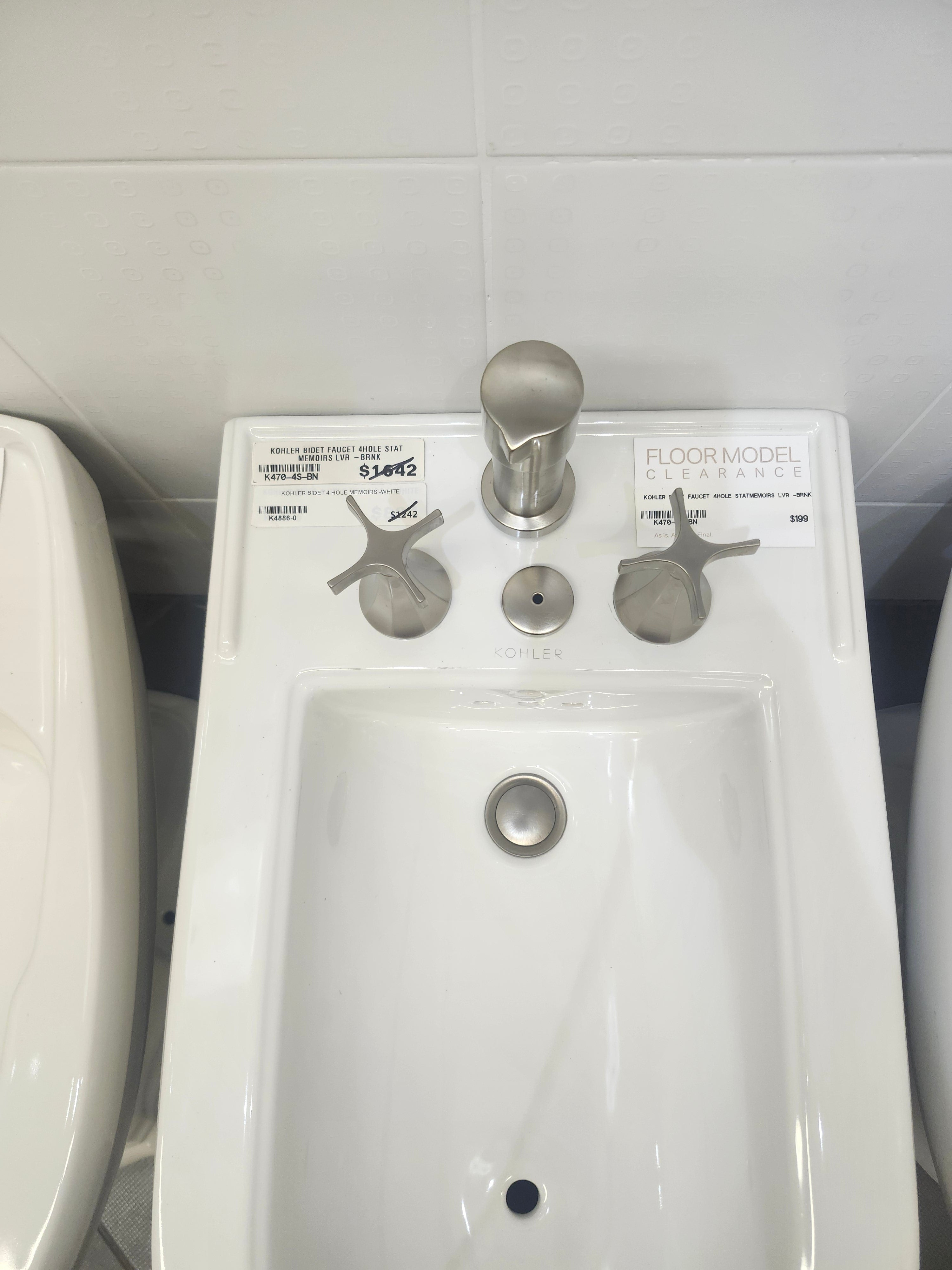Kohler Memoirs White Bidet with Brush Nickel Hardware (as is)