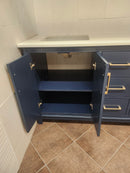 61" Madison Navy Vanity and Double Countertop Combo (as is) i11-6
