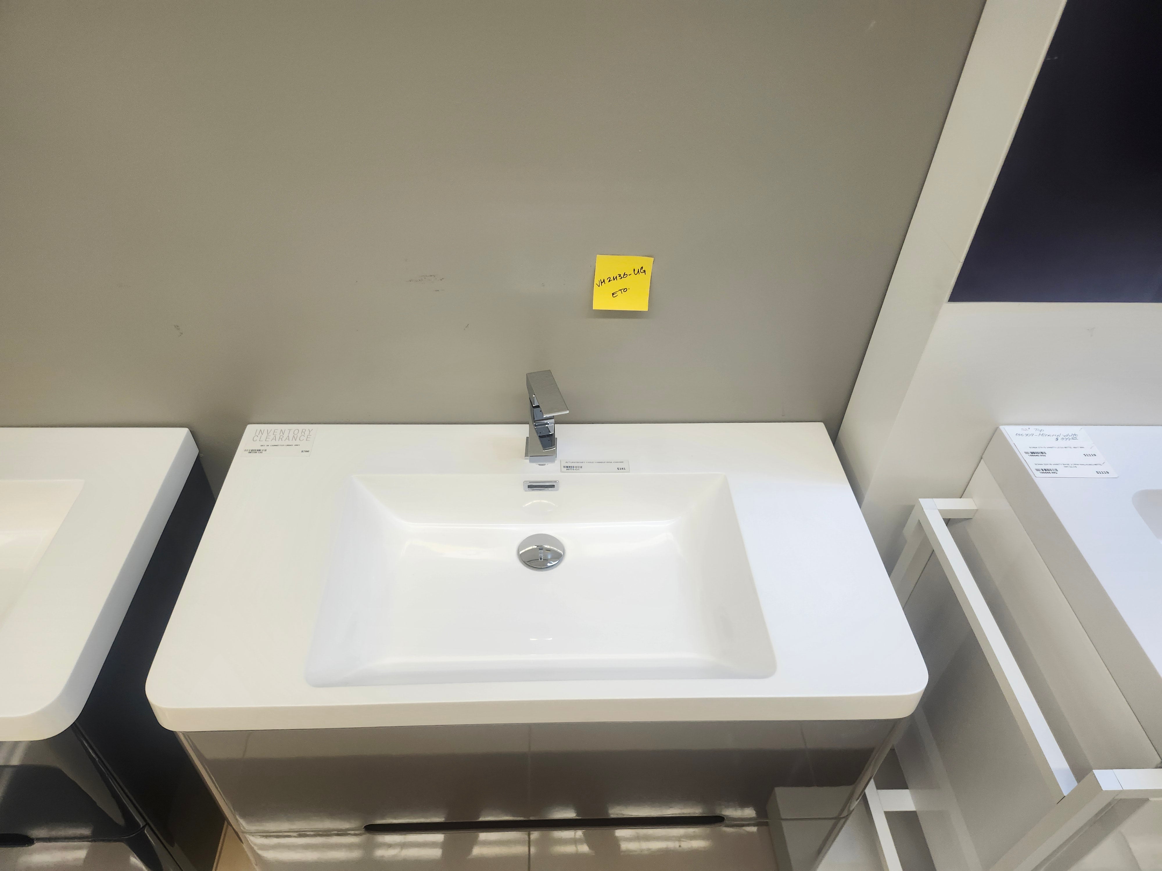 36" Geo Urban Grey  Wall Vanity with Countertop Combo (as is)