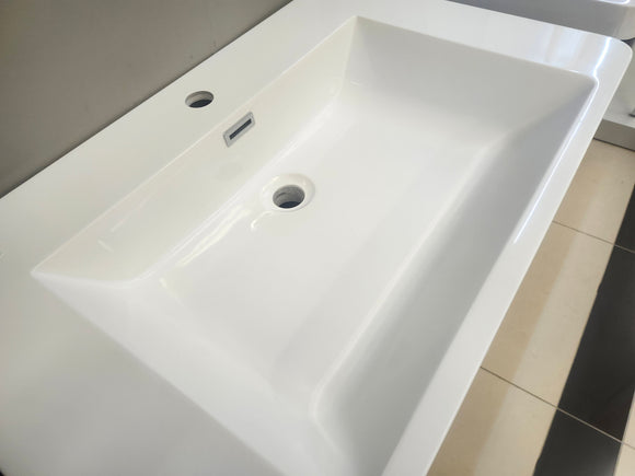 30" Geo Navy Wall Vanity with Countertop Combo (as is)