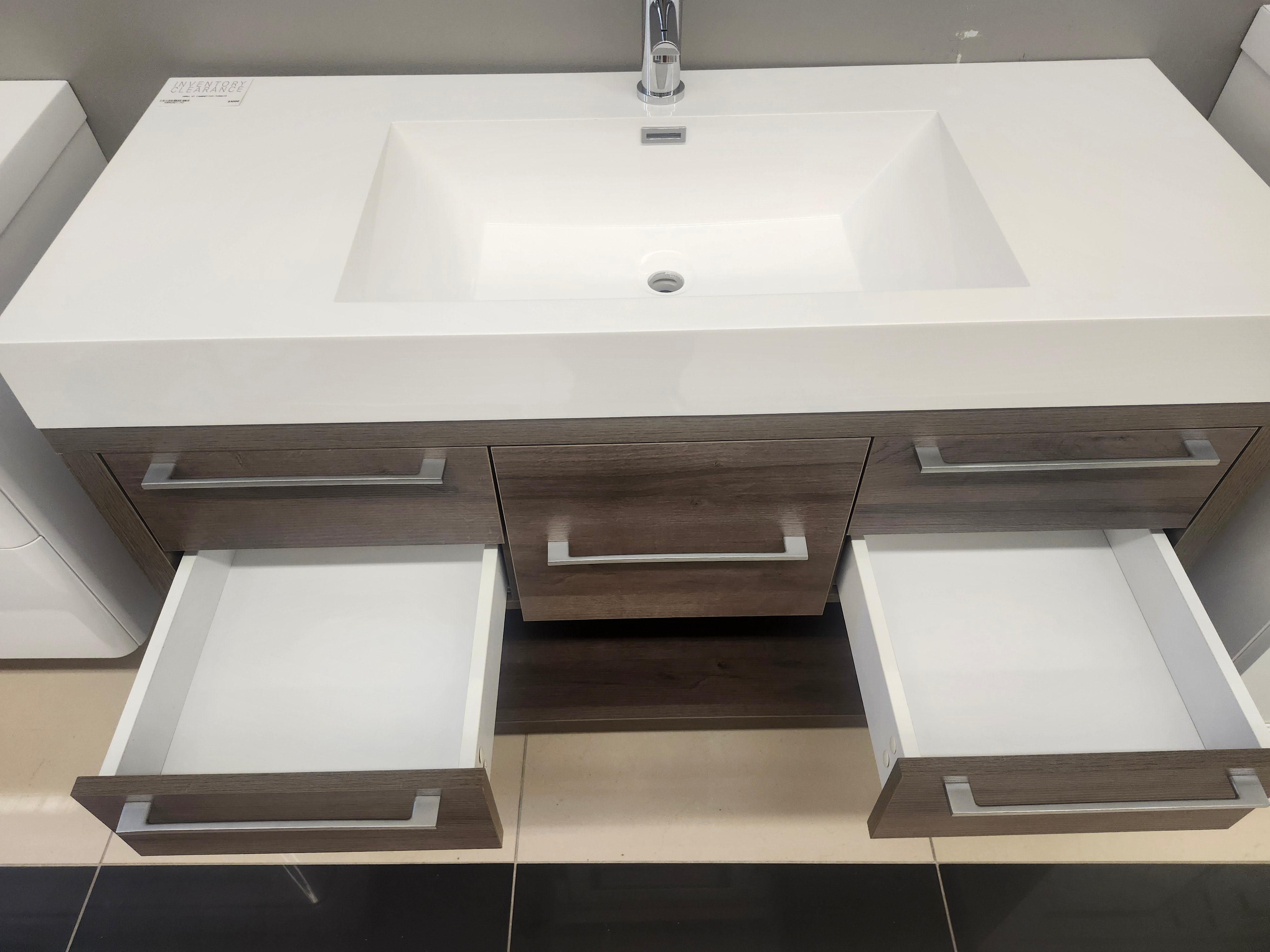 47" Vero Tobacco Vanity with Double Countertop Combo (as is)